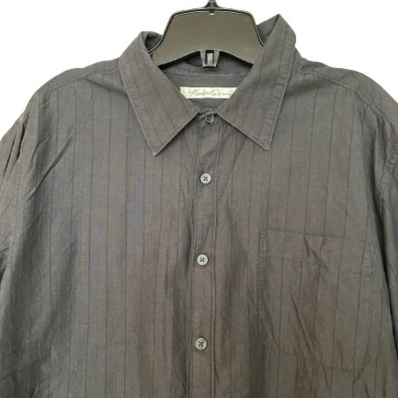 3 for 20$, Kenneth Cole Men 100% Cotton Black Stripe Button Up Shirt Size XL - Picture 1 of 9